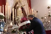 Landaluce, durante la ofrenda floral.
