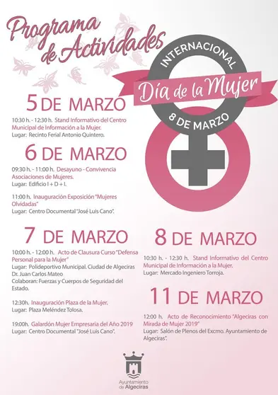 PROGRAMACI&Oacute;N DIA INTERNACIONAL DE LA MUJER 2019