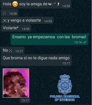 Pantallazo de los mensajes.