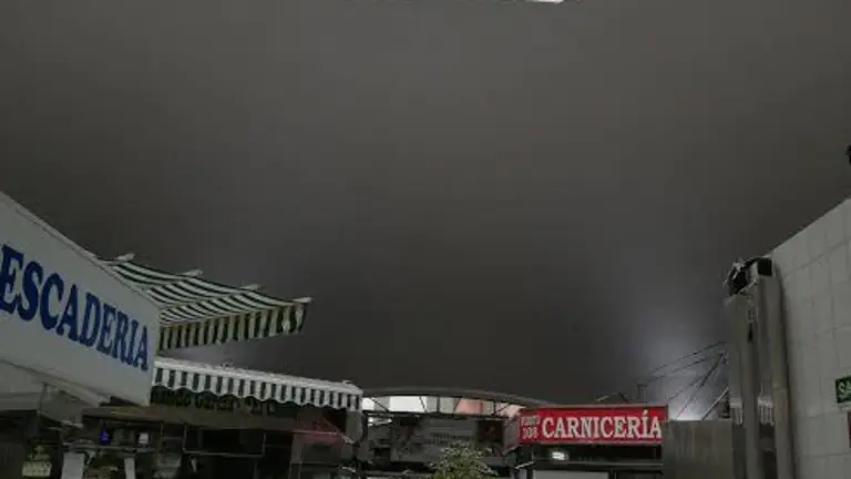 Trabajadores de Algesa sin protecci&oacute;n, esta misma ma&ntilde;ana en el mercado.