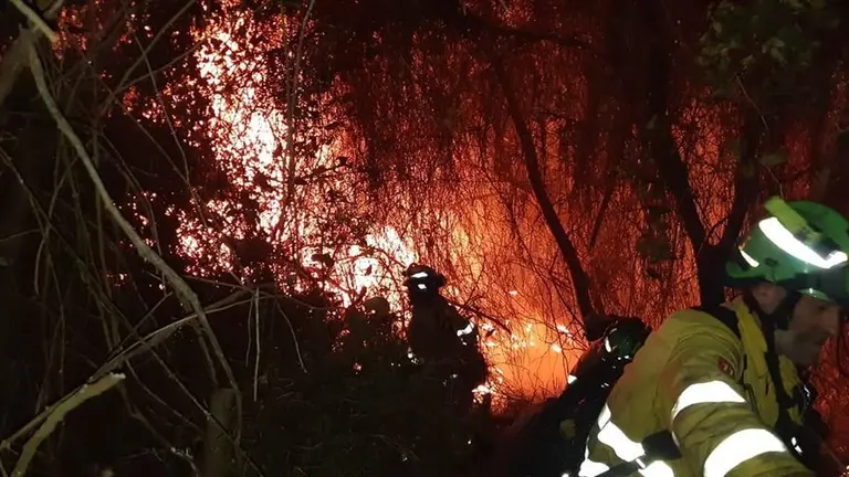 Bomberos trabajan en la zona.