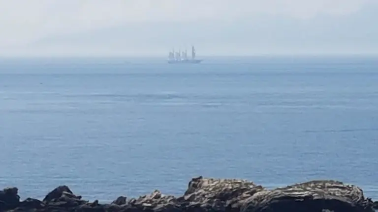 El 'Juan Sebasti&aacute;n Elcano', en la Bah&iacute;a de Algeciras.