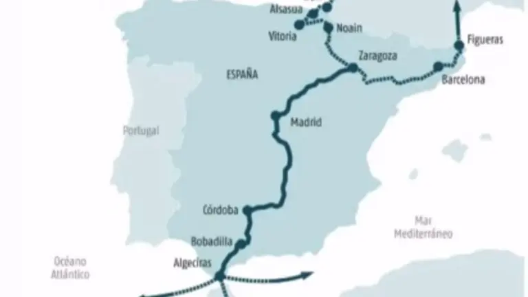 Mapa Autopista Ferroviaria Algeciras-Zaragoza